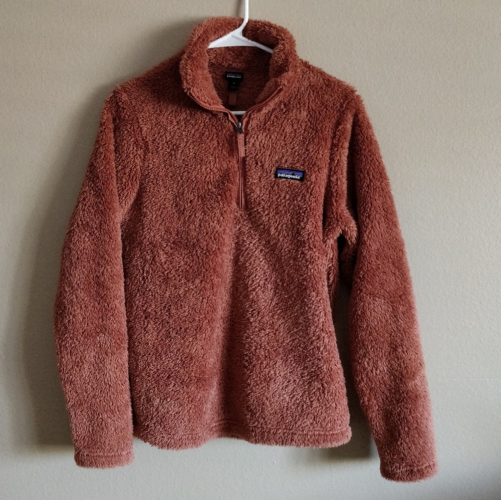 Patagonia Los Gatos Sherpa Fleece 1/4 Zip Pullover Jacket Women's M Century Pink